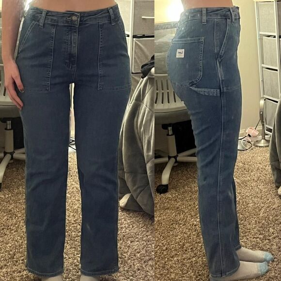 Vintage Lee Workwear straight leg high rise mid wash Carpenter Jeans size 10 - Picture 7 of 8